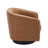 Applewold Upholstered Brown Faux Leather Swivel Barrel Chair with Solid Wood Base-1530825158