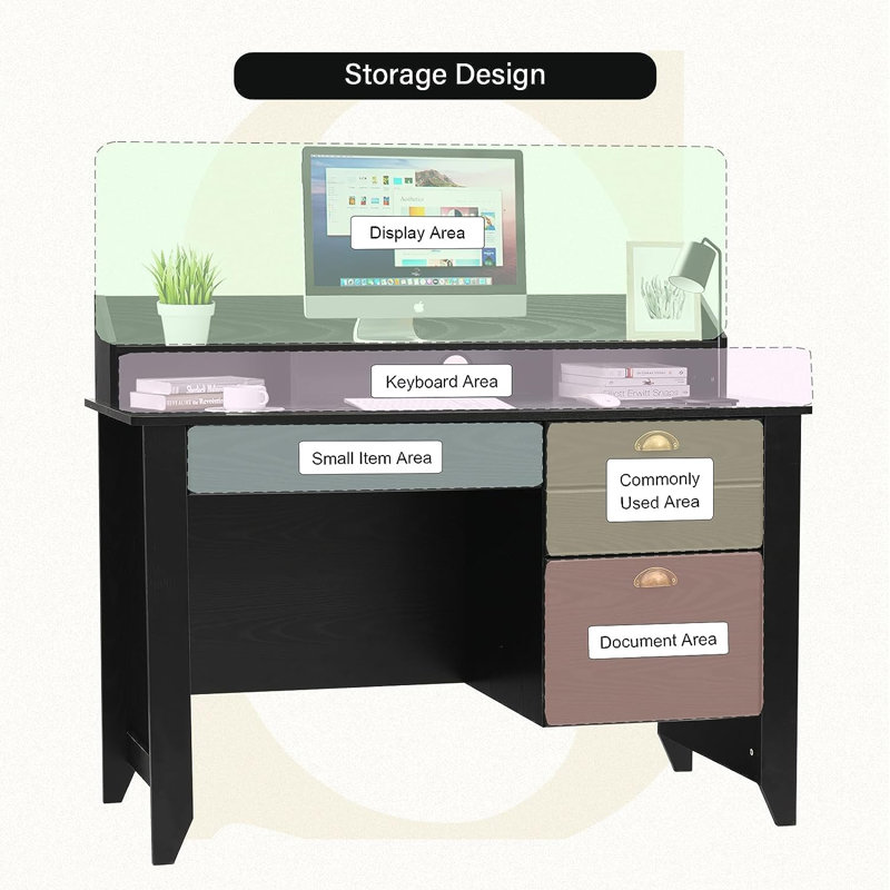 Bureau avec rehausse Mya-Jane, Brun