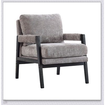 Mid-Century Modern Chenille Upholstered Accent Armchair, Grey, For Cozy And Stylish Seating