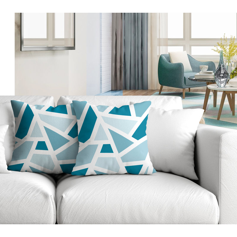 Coussin carré intérieur / extérieur Marion, L 19 po x H 19 po, Turquoise