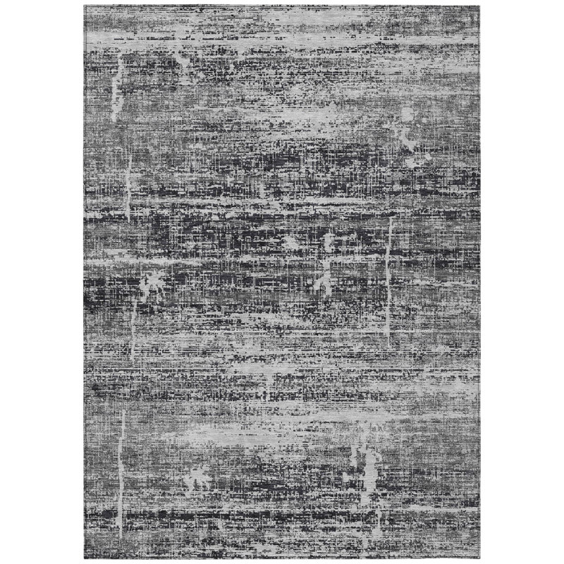Tapis intérieur gris lavable abstrait 10 pi x 14 pi