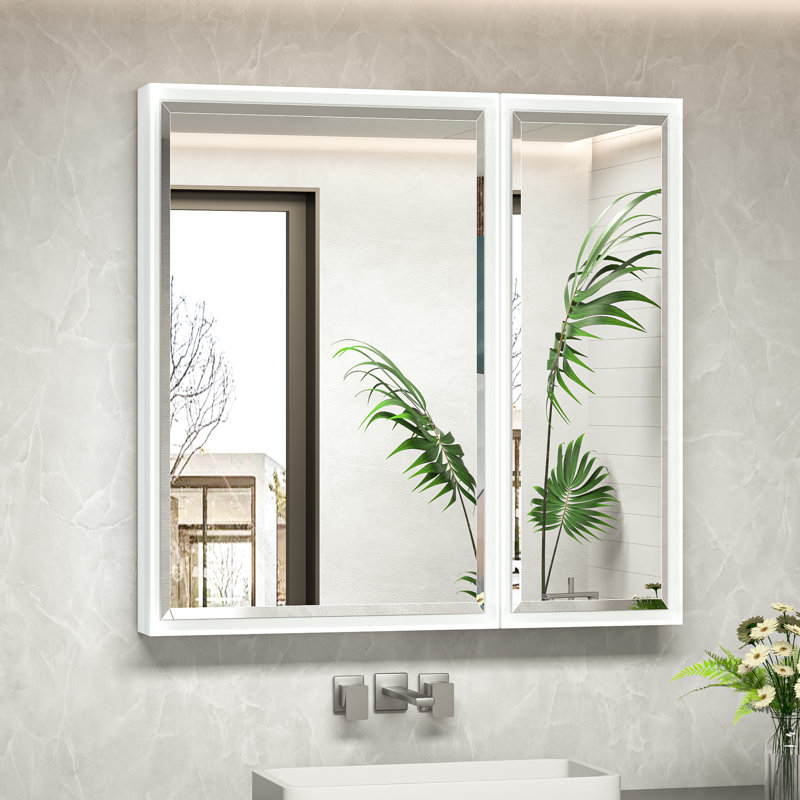 Armoire à pharmacie avec miroir et tablettes Cyrille, H 32 po x l 30 po x P 5,2 po, Blanc