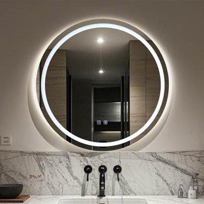 30.5 Inch Large Makeup Mirror With Light,wall Mounted Bathroom Anti-fog Mirror,smart Touch Screen Mirror Round