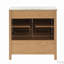 Meuble-lavabo de salle de bain cannelé de 30 pouces avec lavabo - Armoire en bois moderne autoportante avec portes à fermeture en douceur, 1 tiroir et rangement ouvert, décoration circulaire décorative, bois massif et panneau de fibres à densité moyenne,