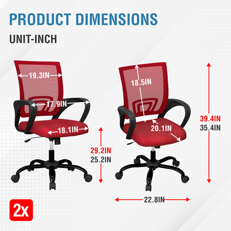 Chaise de bureau en filet, Rouge