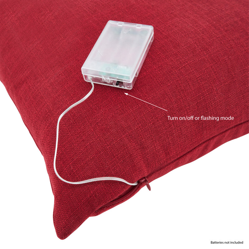 Red 18 x 18 in. LED Christmas Tree Pillow with Poly Fill
