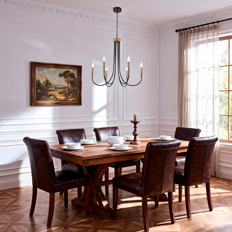 6 - Light Candle Style Dimmable Chandelier