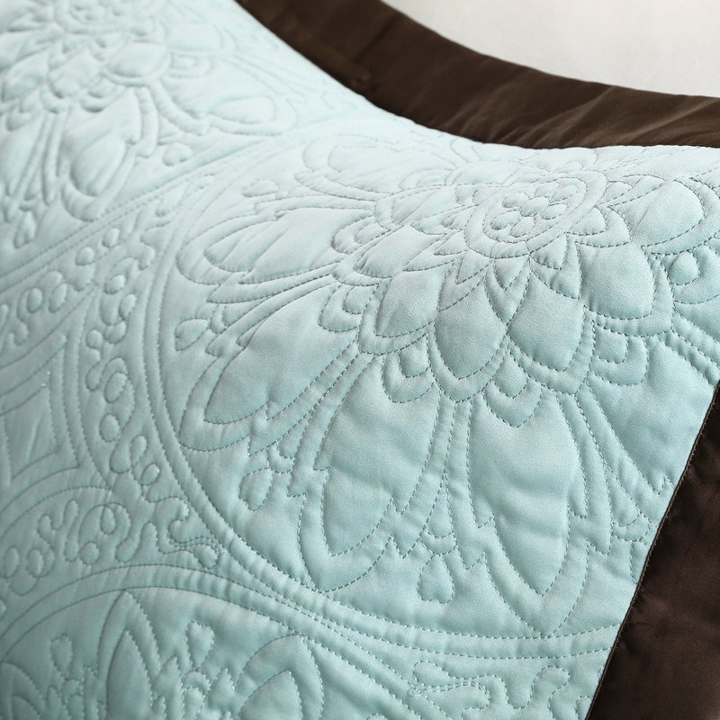 Édredon Charmeuse bleu grand avec 2 taies décoratives européennes et coussins bleus