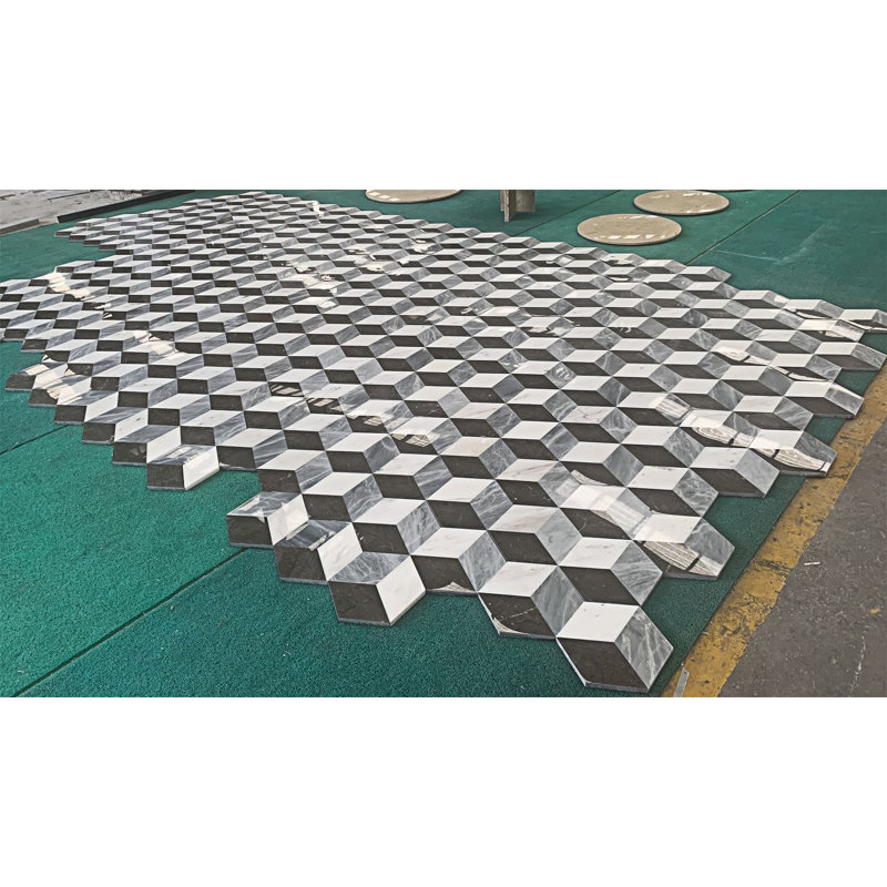 Carreau de marbre hexagonal poli, 1 boîte, 12 pièces