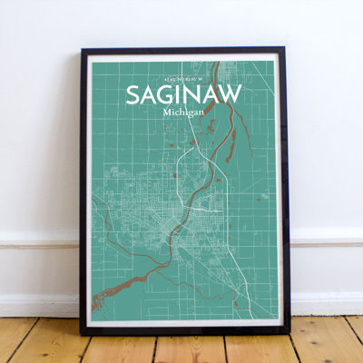 Saginaw City Map - No Frame Print