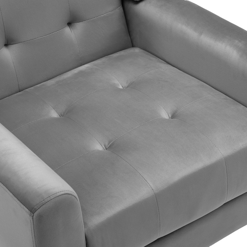Fauteuil d'appoint Jaqueze, Velours gris Jaqueze