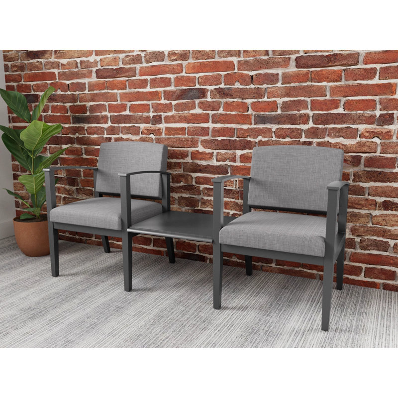 Structure en bois tandem 2 places avec table centrale Amherst, Gris chambray, Étain