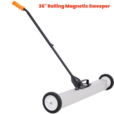 36" Rolling Magnetic Sweeper Heavy Duty Pick-up Sweeper Push-type Sweeper With Handle And Wheels 30lbs Capacity For Nails Needles Collection