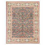 Hand Knotted Wool Area Rug in Navy And Green