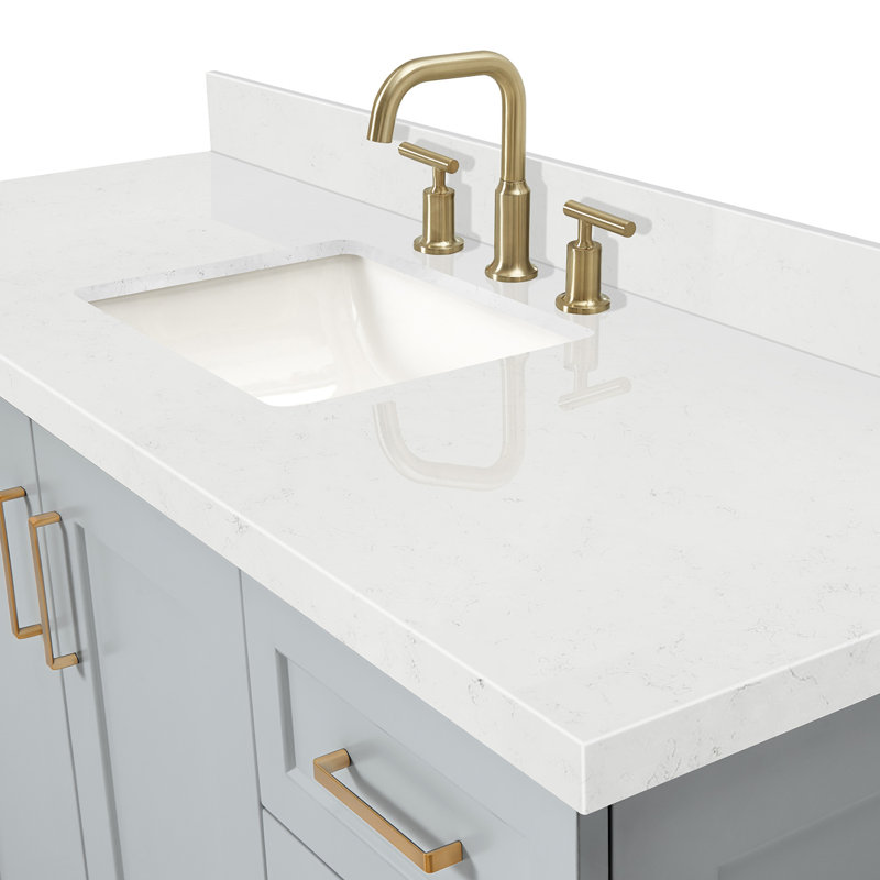 61 IN.  Single Bathroom Vanity, Gray, Rectangle, Carrara Quartz