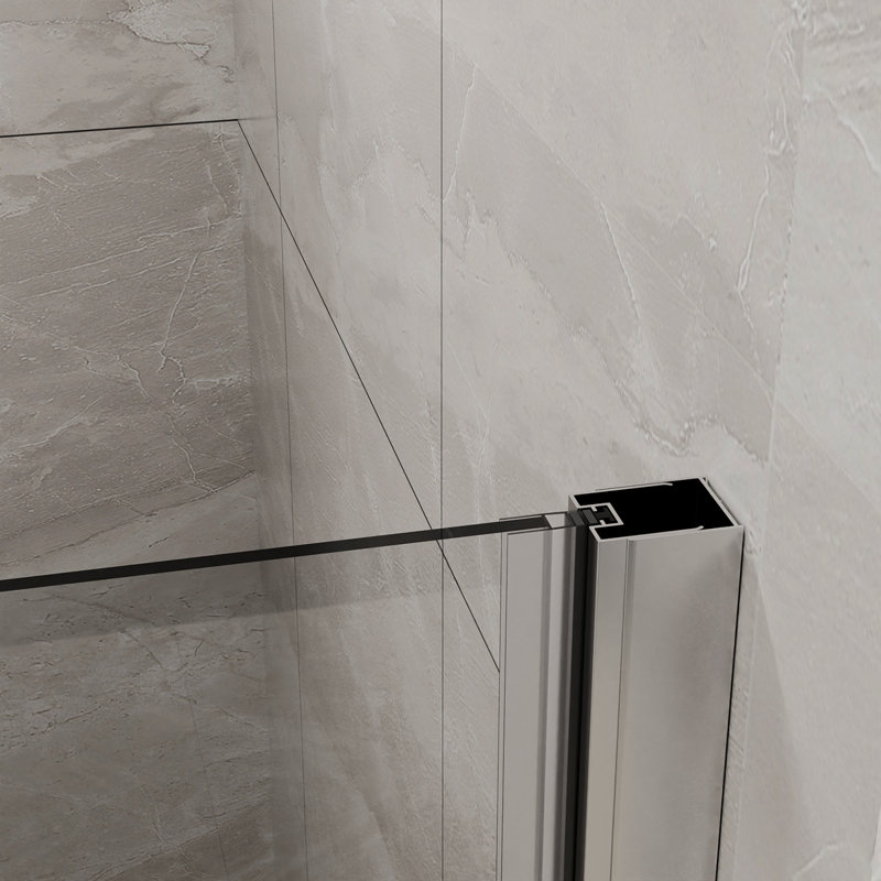 Panneau de douche pivotant en verre trempé transparent de 1/4 po x 72 po Gooduy, Chrome chrome
