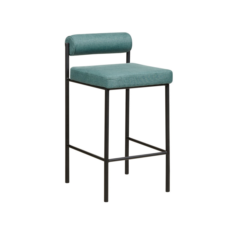 Amaya Upholstered Counter Stool with Metal Frame, Green