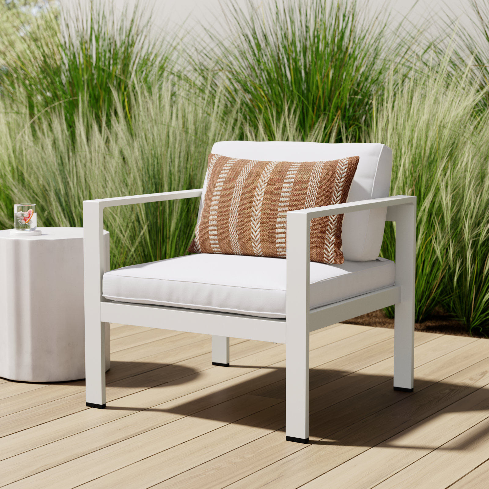 Aynura Patio Lounge Chair, White