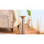 Table d'appoint moderne avec plateau en marbre blanc et piédestal noir brossé-577230545