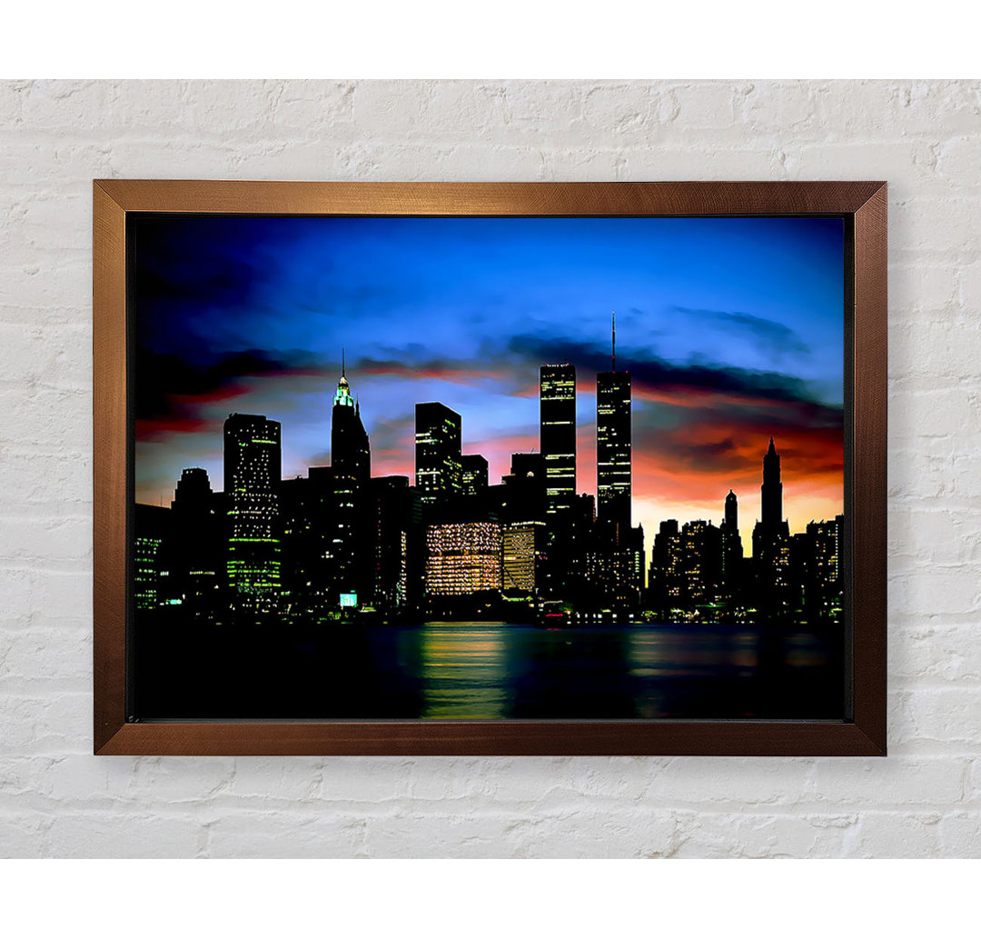 New York City Twin Towers At Night - Einzelne Bilderrahmen Kunstdrucke