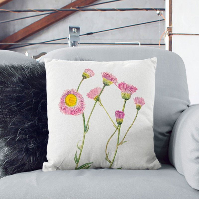 Meadow Fleabane Square Throw Cushion, 55cm H x 55cm W x 20cm D, Dark Blue