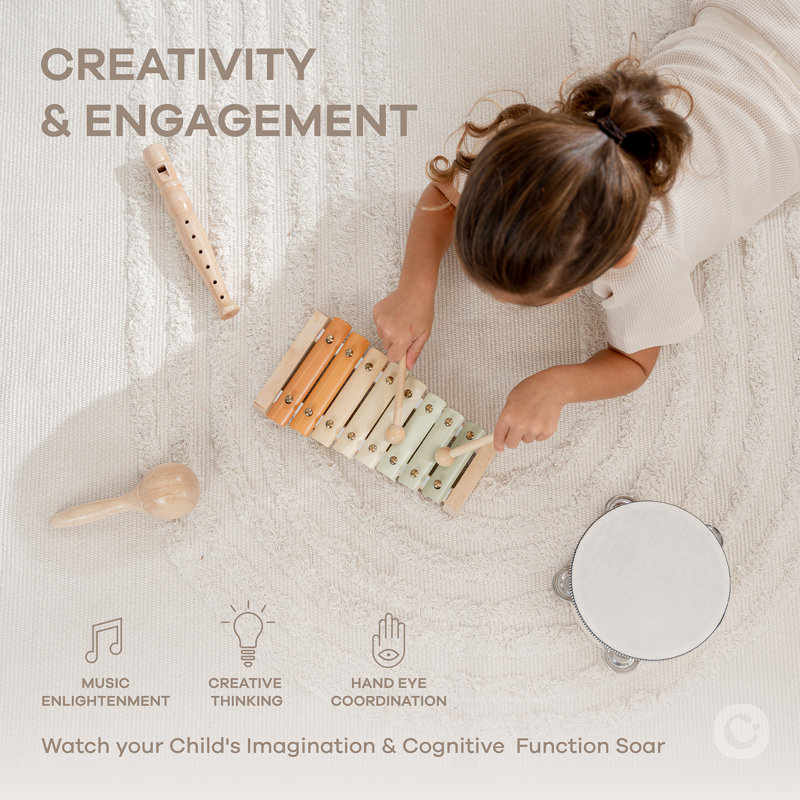 Comfy Cubs 4-Piece Kids Musical Instruments - Safe & Non-Toxic Kids Instruments, Montessori Toys For Family Bonding - Creativity & Motor Skill Development Music Instruments For Toddlers 1-3 Years Old