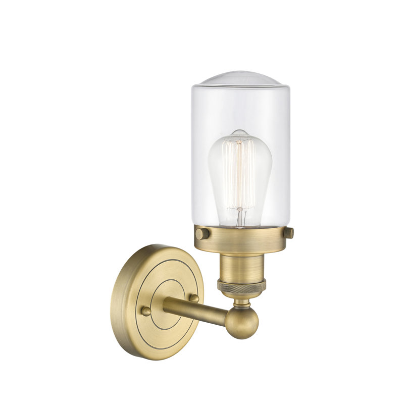 Cantril Armed Sconce, Clear, Brushed Brass