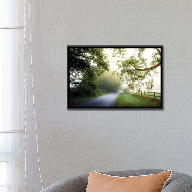 " October's Fog " by Adelino Goncalves, 18" H x 26" W x 1.5" D, Black Framed Canvas, No Mat