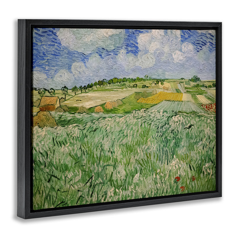 Cadre flottant Plain Near Auvers, conception par Vincent Van Gogh, H 25 po x l 31 po, Cadre flottant noir de jais