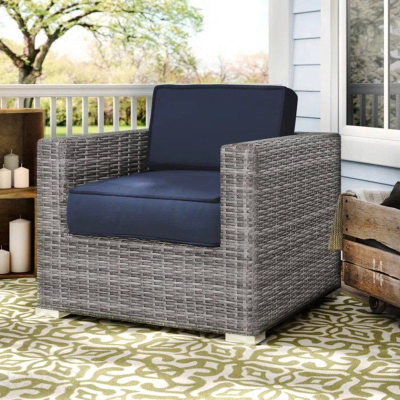 Fauteuil club en osier gris, Beige