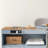 Grey Rolling Kitchen Island With Extension Table, Led Lighting, Power Sockets, 2 Recessed Glass Doors, Storage Compartments And 3 Open Shelves On The Sides