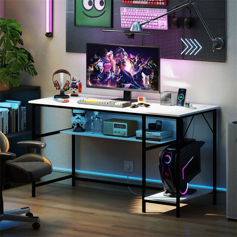 Metal Base Computer Desk, White