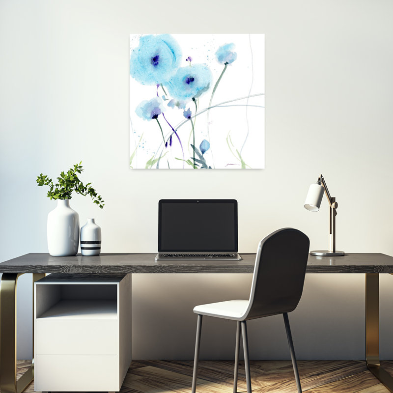 Blues Contemporary Abstract Art, 18" H x 18" W
