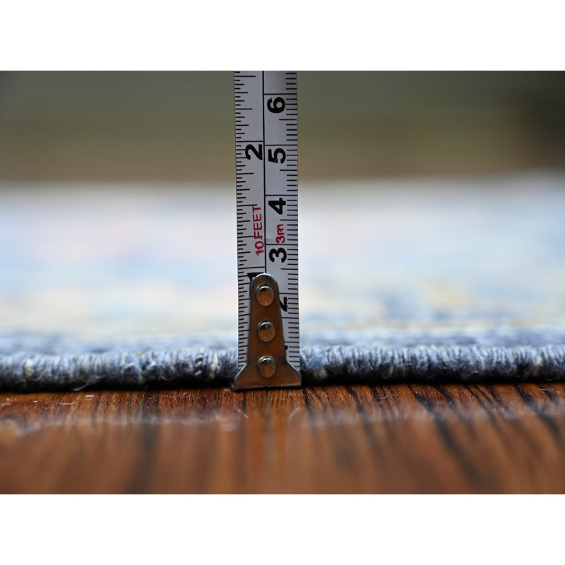 Tapis de couloir bleu en laine noué à la main 2 pi 9 po x 15 pi 8 po Admiral