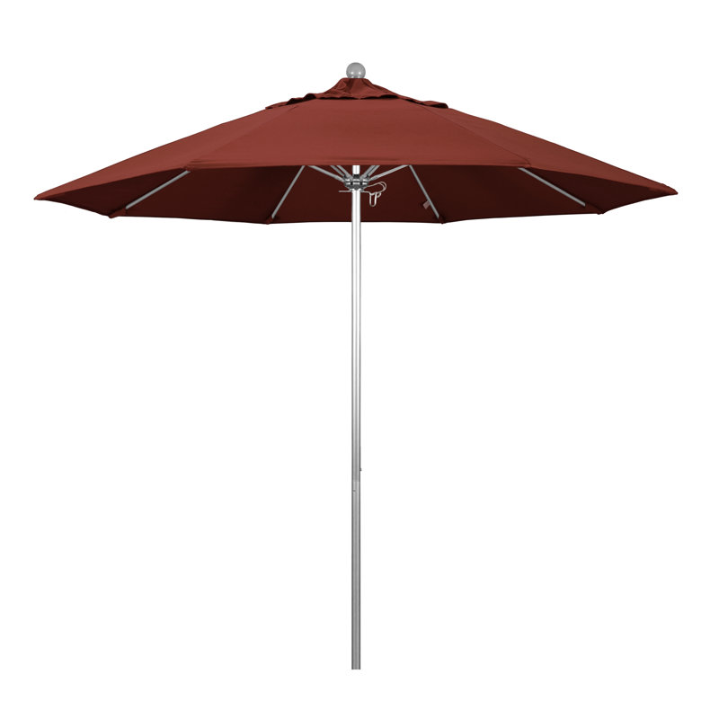 Parasol de marché 9 pi Maria, Argent argent, Toile Toile Sunbrella® au henné