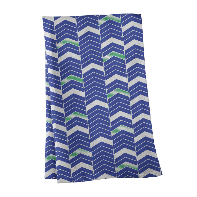 Stephenie Tea Towel Kitchen Towel, Royal Blue/Green, Cotton Twill