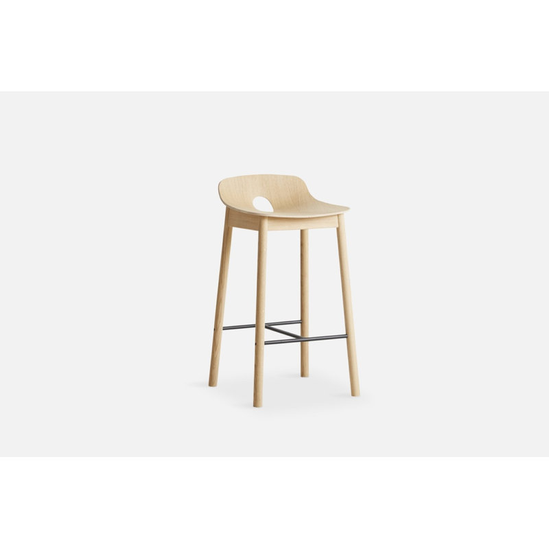 Mono Bar Stool, Counter Stool (25.59'' Seat Height), Oak/Black