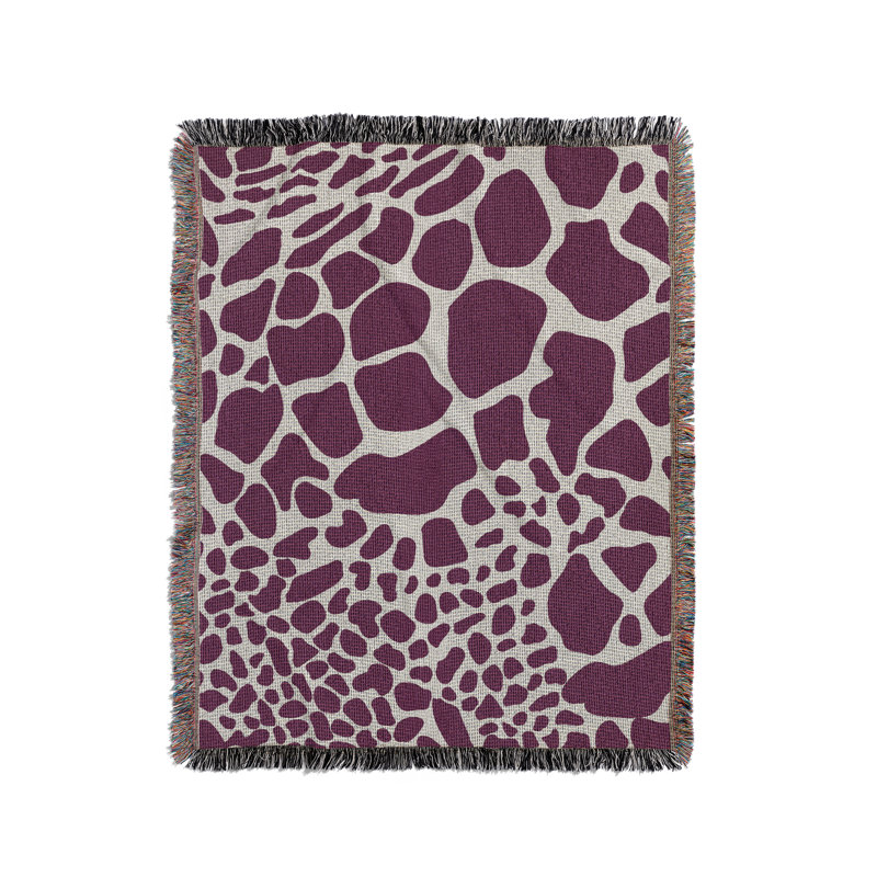 Jeté en mélange de coton à imprimé animal Zuma, L 70 po x l 50 po, Mauve