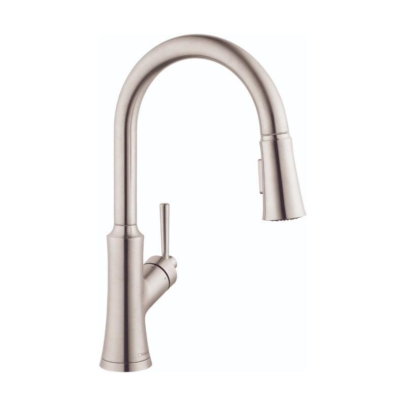 Joleena Pull Down Single Handle Kitchen Faucet, Polished Nickel