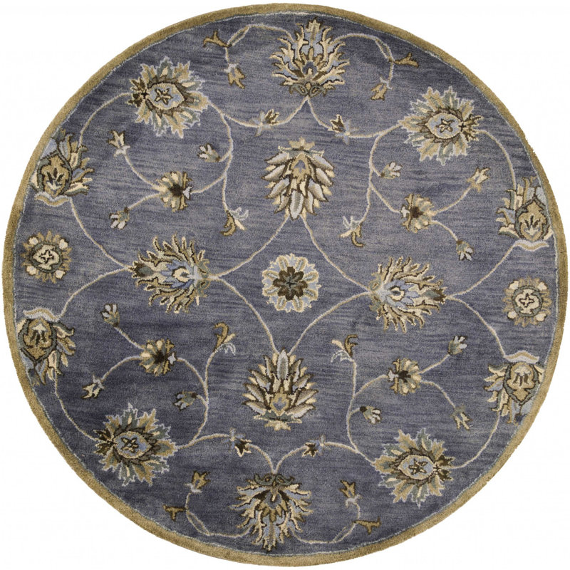 Tapis minuit en laine touffeté à la main Lucio, Rond 5 pi 6 po