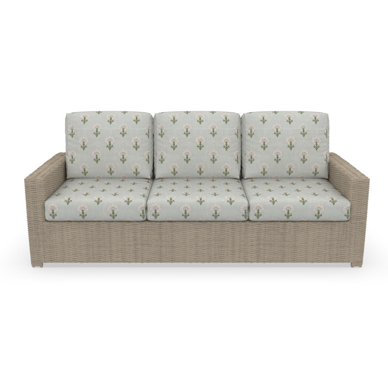 Henri 3 Seat Sofa With Sunbrella Cushions, Mira Celeste