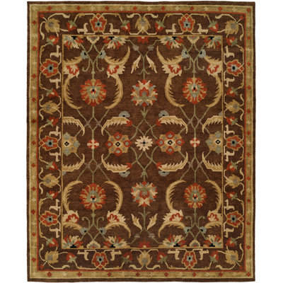 Ranbir Wool Oriental Area Rug in Brown