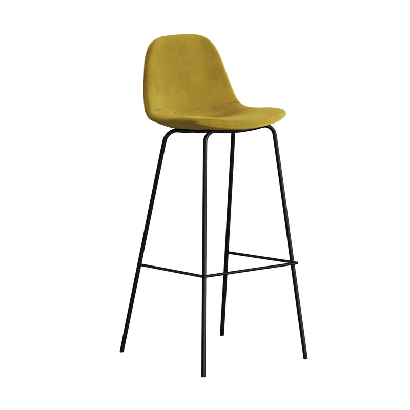 Kinlaw Upholstered Bar & Counter Stool, Bar Stool (30.5" Seat Height), Bella Gold Performance Velvet