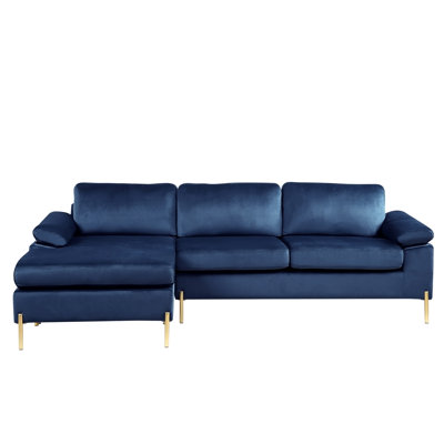 Velvet Sectional Sofa with Chaise