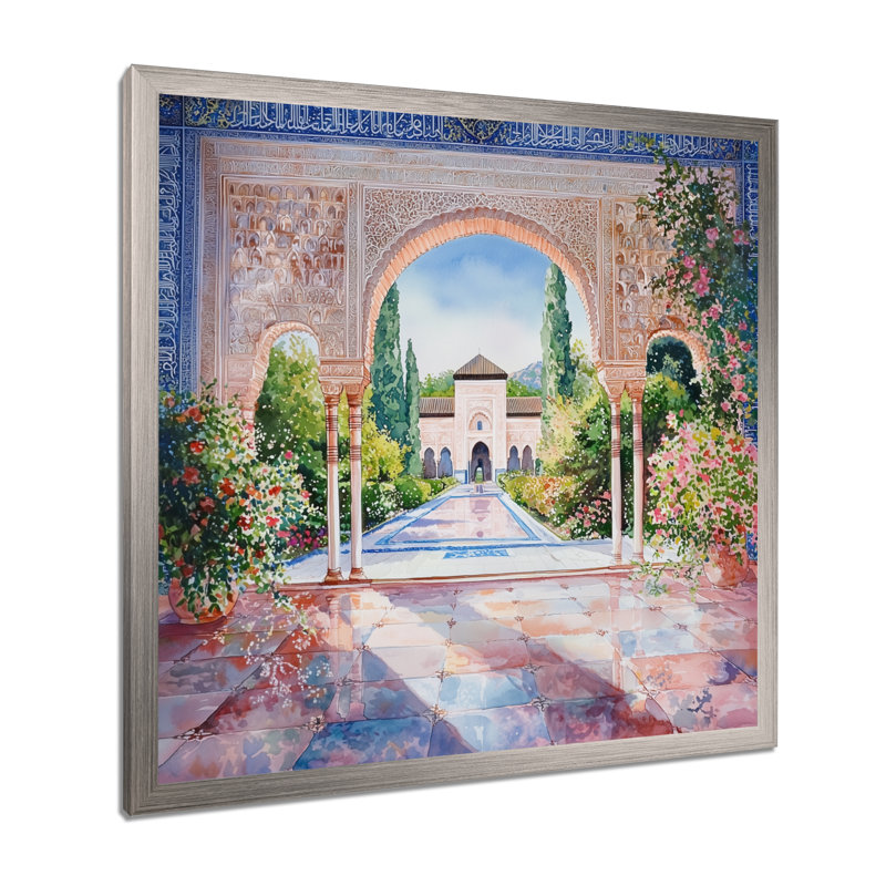 Été, Alhambra, rêves, Grenade, Espagne I - Espagne, art mural, H 30 po x l 30 po, Argent argent