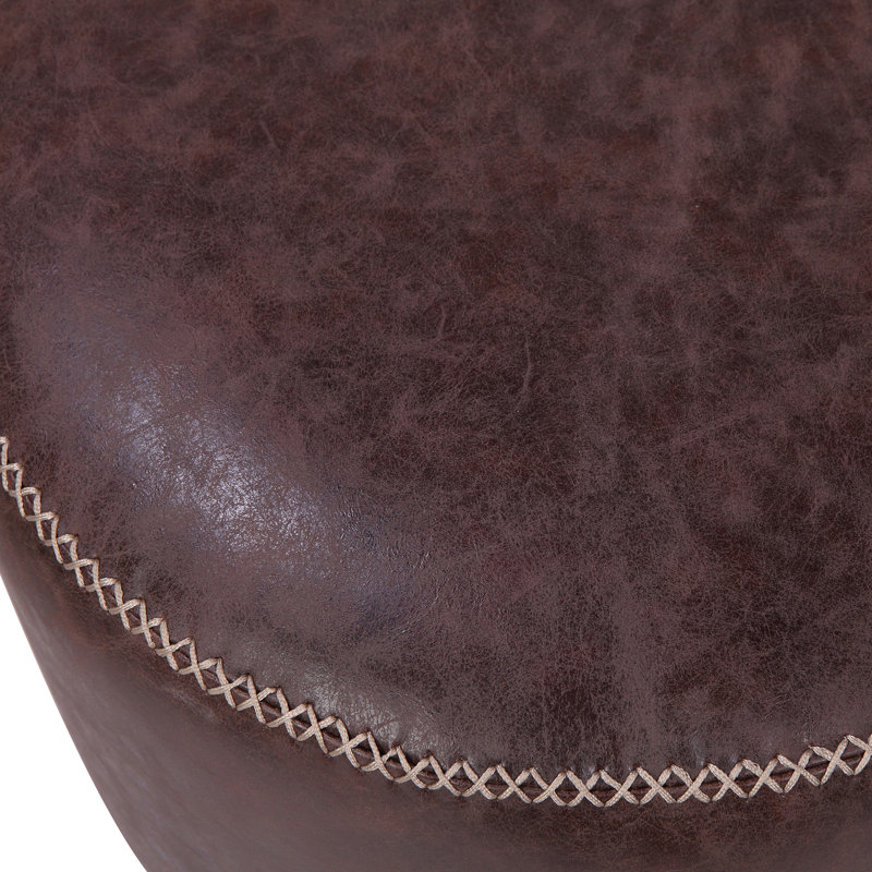 Gillan Faux Leather Ottoman, Vintage Coffee Brown Faux Leather