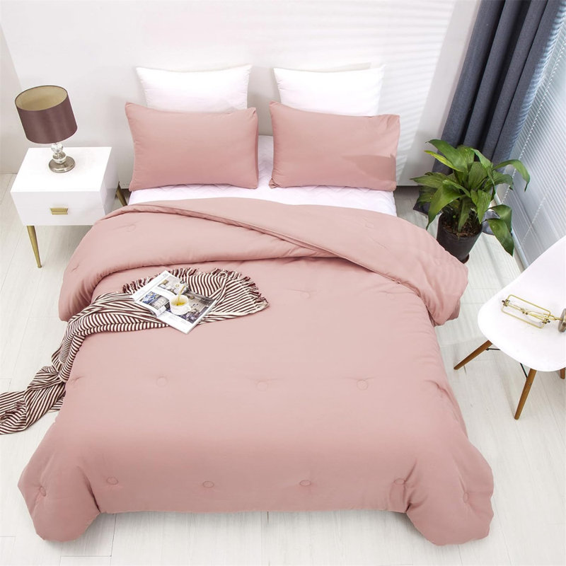 Pumpkin Comforter Rust Comforter Terracotta Caramel Solid Color Blanket Quilts Plus Size Comforter Set, Pink