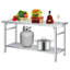 Table de salle à manger pliante robuste en acier inoxydable - Poste de travail portable à deux niveaux, tablette réglable, roulettes verrouillables, capacité de 920 lb, pour la cuisine, le restaurant et le garage - sans roues-125377672