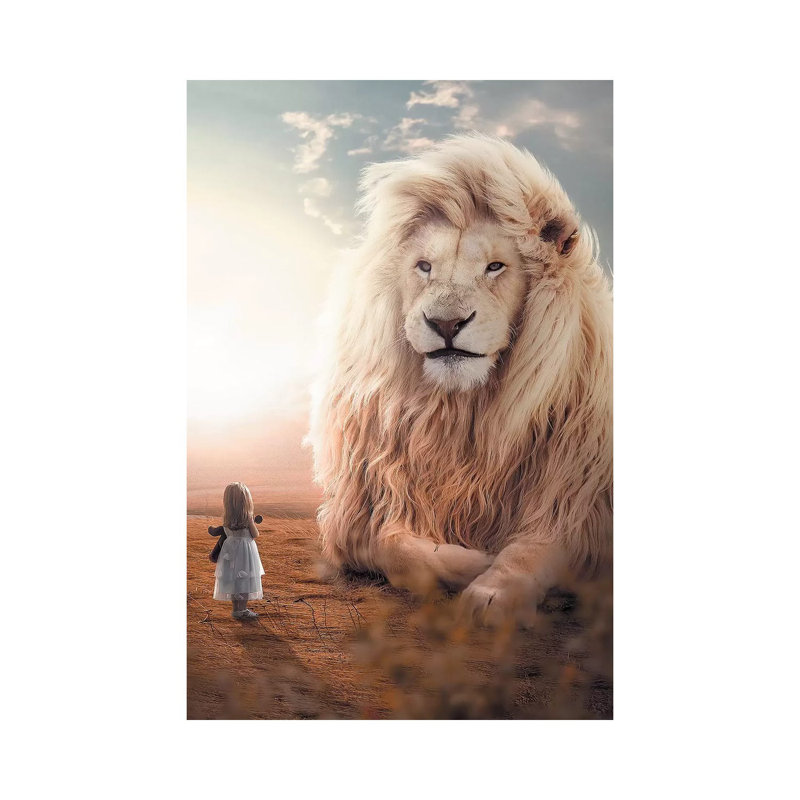 White Lion Girl by Zenja Gammer - Wrapped Canvas Print, 20.32 cm H x 30.48 cm W