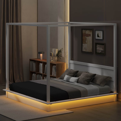 Andenwood Canopy Bed, LED Platform Bed